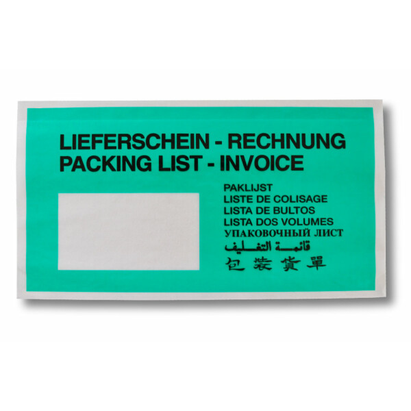 Lieferscheintaschen DIN LANG Kraftpapier grün - 1000 Stück