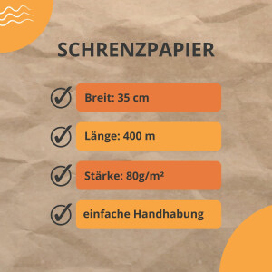 Schrenzpapier auf Rolle 0,35 x 400 m 80g/m² 100 %...