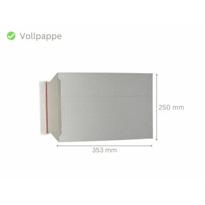 Versandtaschen Voll-Pappe Vollpapptaschen weiss 250 x 353 mm
