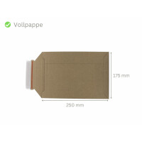 Versandtaschen Voll-Pappe Vollpapptaschen braun 175 x 250 mm
