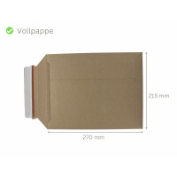 Versandtaschen Voll-Pappe Vollpapptaschen braun 215 x 270 mm