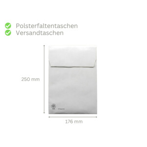 Polsterfaltentaschen Versandtaschen B5 176x250x50 mm | 100% Recyclingpapier